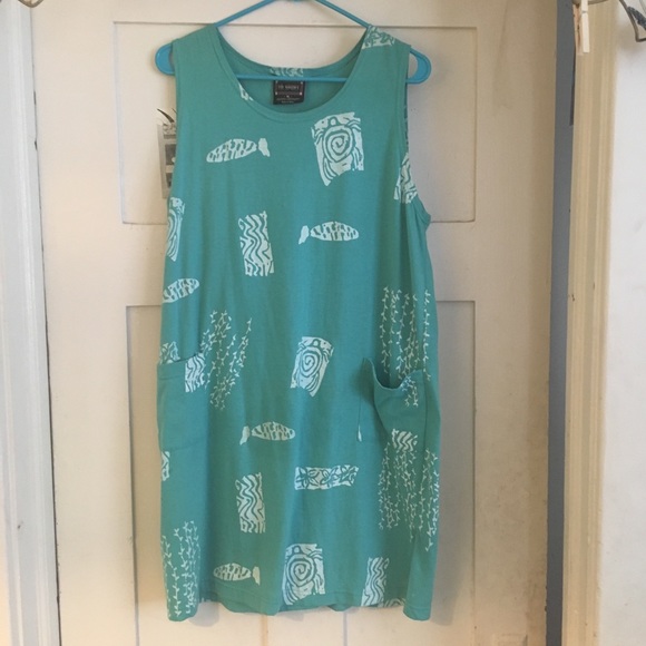 Vintage 80s coverup with fish print - Picture 1 of 4